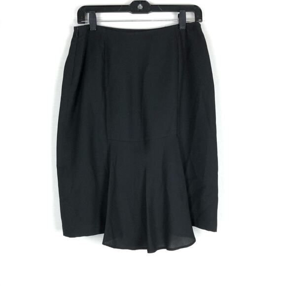 David Meister Silk Pencil Skirt Train Peplum Back Size 8 Fully Lined Black - Picture 2 of 9